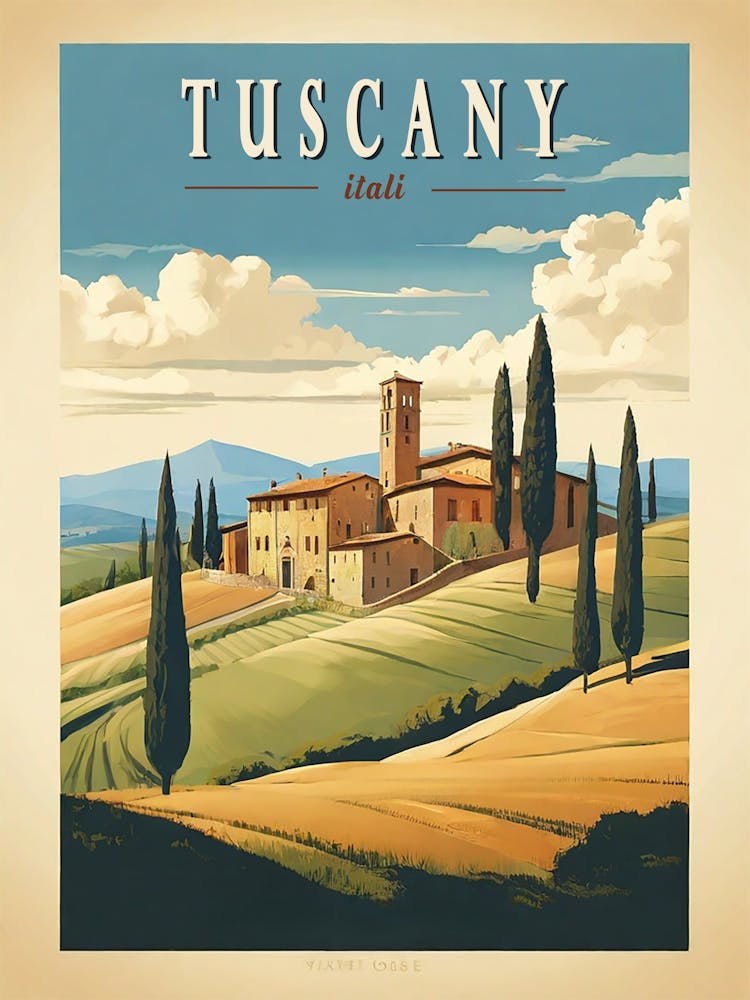 Tuscany Vintage Travel Poster