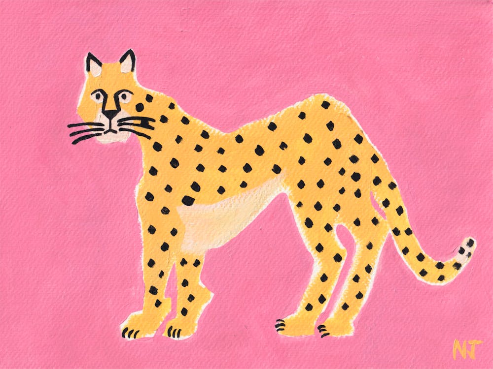 Leopard On Pink Trendy Aesthetic Poster Animal Wall Art Home Decor Nursery Kids Room Kitchen Decor Original Painting