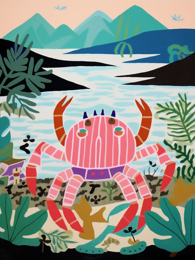 Maximalist Animal Painting Crab