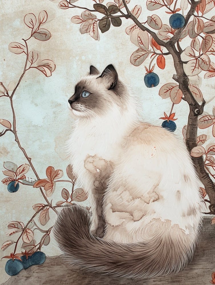 Ragdoll Cat Japanese Illustration 4