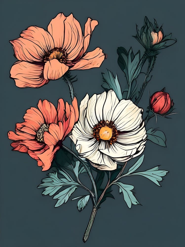 Flowers On A Dark Background 2