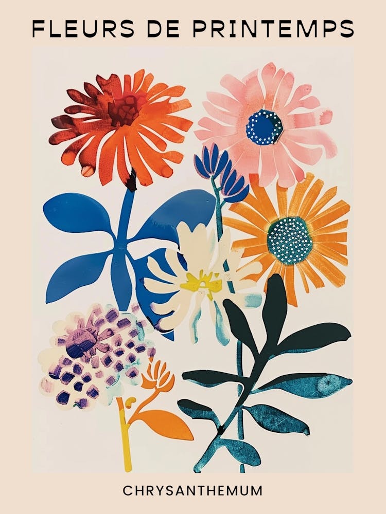 Spring Floral French Poster  Chrysanthemum 4