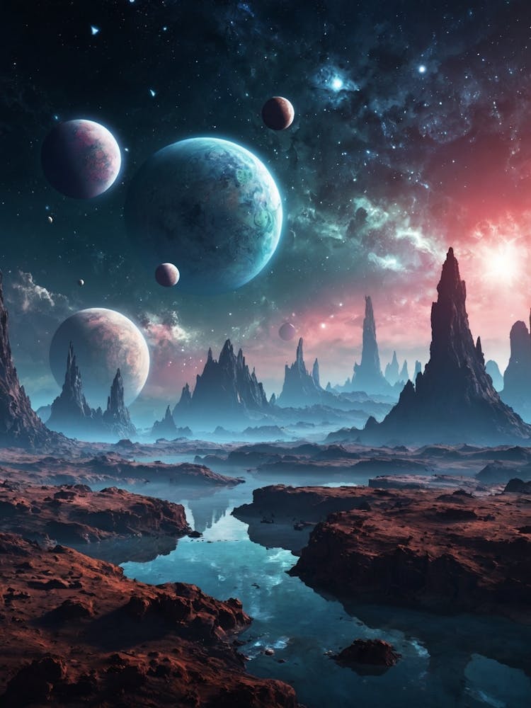 Space Landscape With Planets