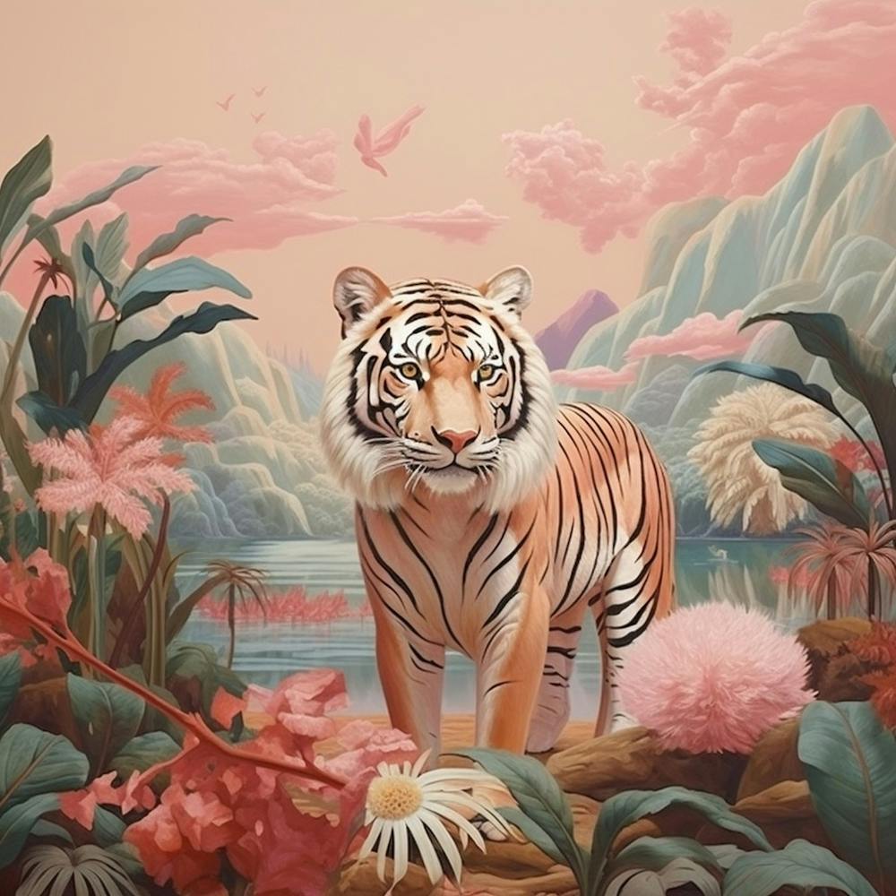 Tiger 4 - Rosa Dschungel Tierporträt