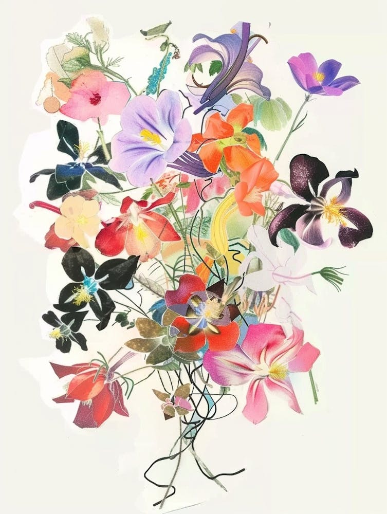Columbine 1 Collage Flower Bouquet