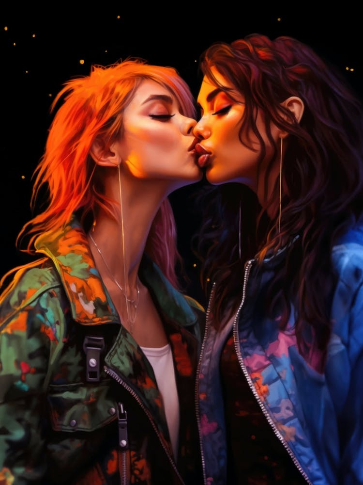 Lesbian Punk Girls Kiss LGBTQ