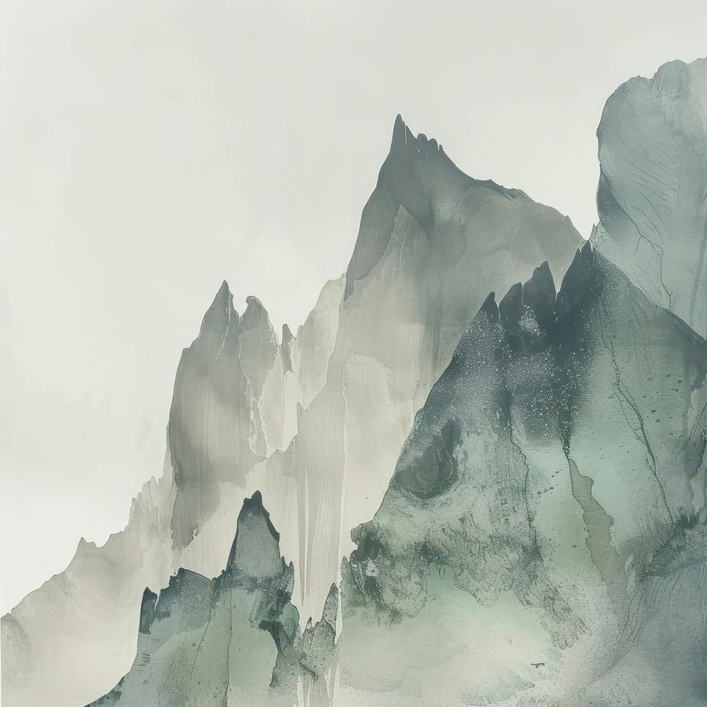 Japanese Watercolour Of Mount Goryu 4