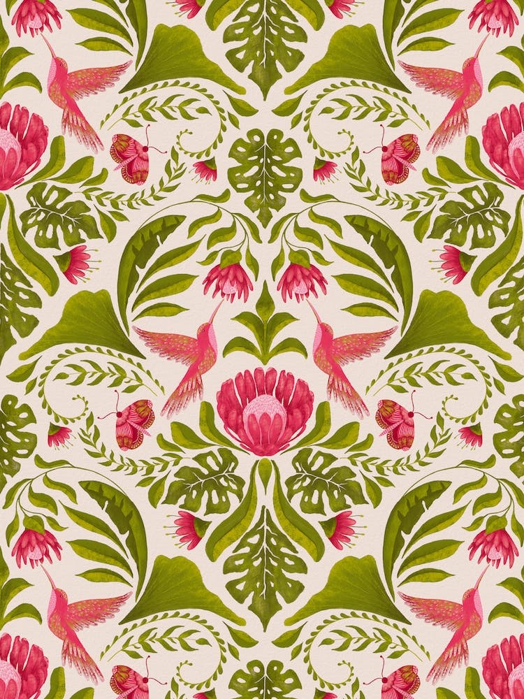 Hummingbird Damask