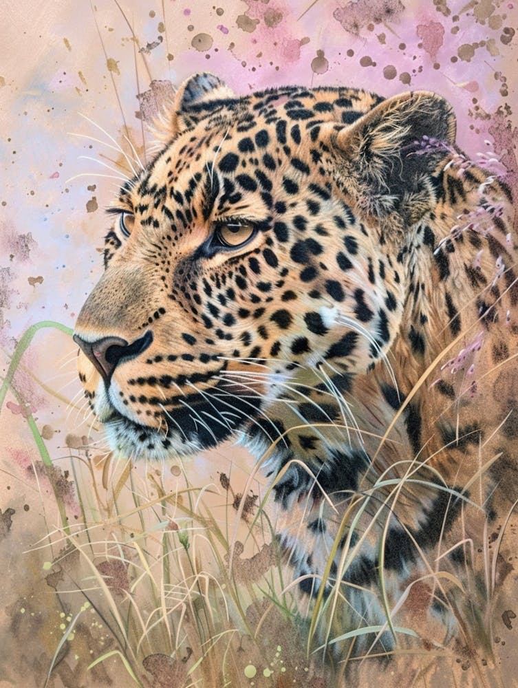 Leopard Pastel Watercolour 1