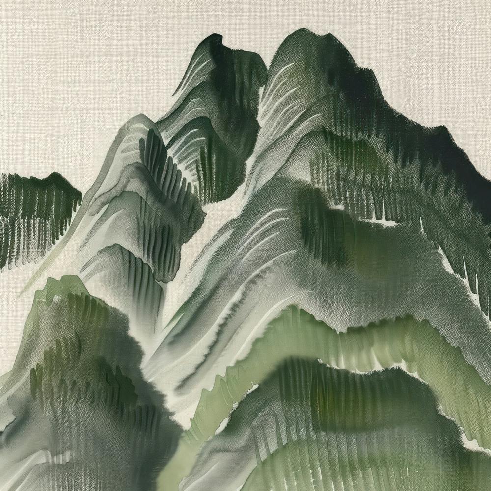 Japanese Watercolour Of Mount Oyama 2