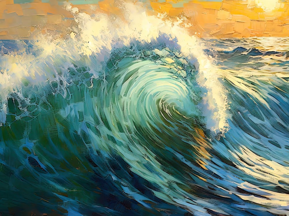 Ocean Wave At Sunset 2