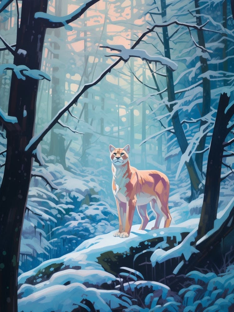 Winter Mountain Lion 2 Illustration