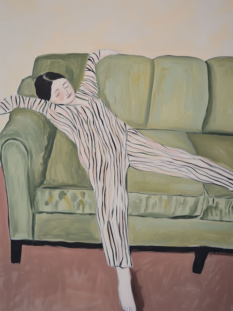 Sleeping Woman On The Couch