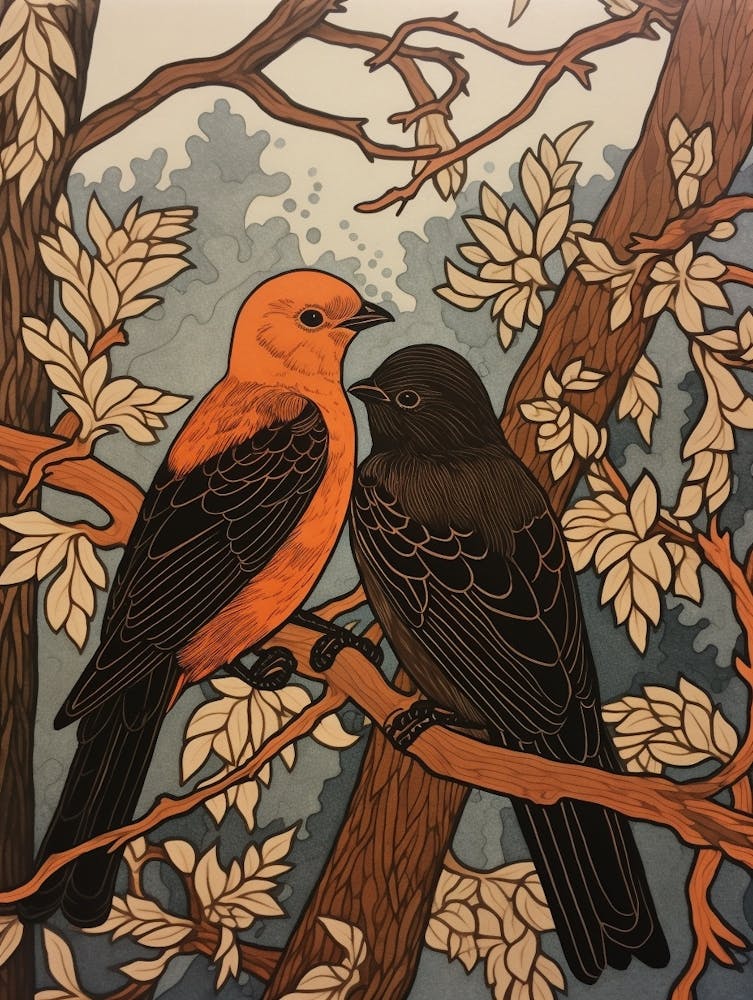 Art Nouveau Birds Poster Chimney Swift 2