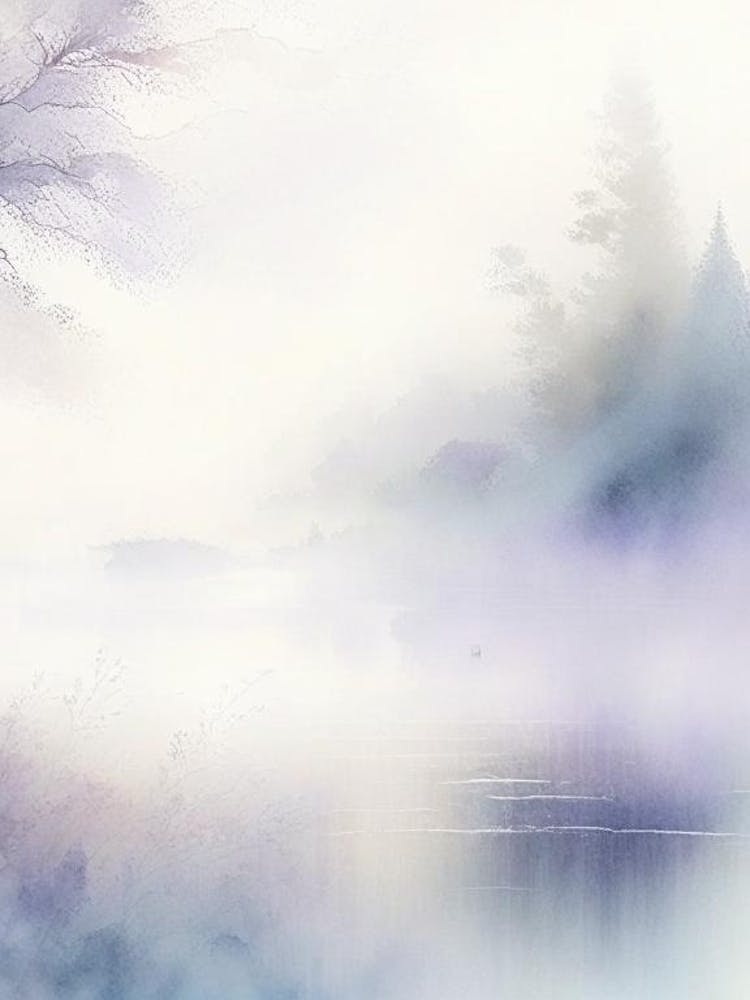 Nebel-Wasserlandschaft Gouache 2