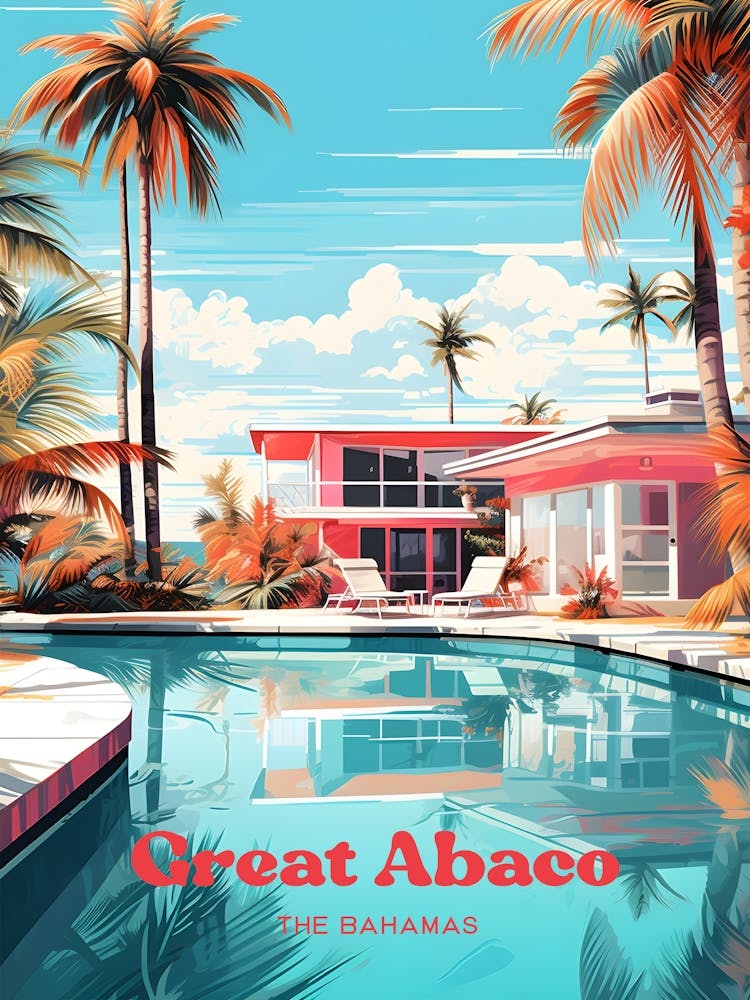 Great Abaco The Bahamas Caribbean Modern Travel Art