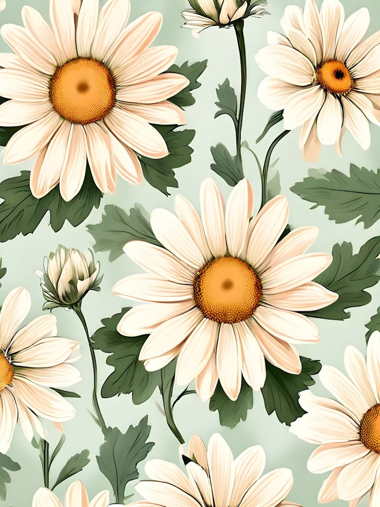 Seamless Pattern With Daisies