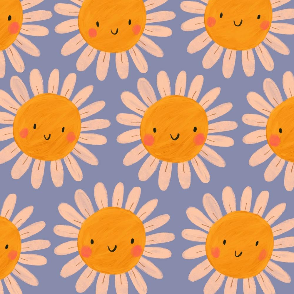 Hello Petal Daisy Blue Square