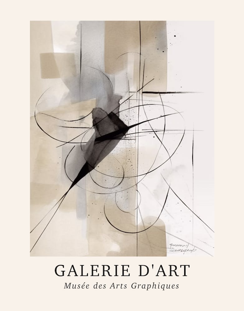 Galerie D'Art Abstract Black And White Lines 1