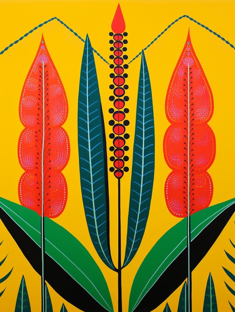 Flower Motif Painting Heliconia 1
