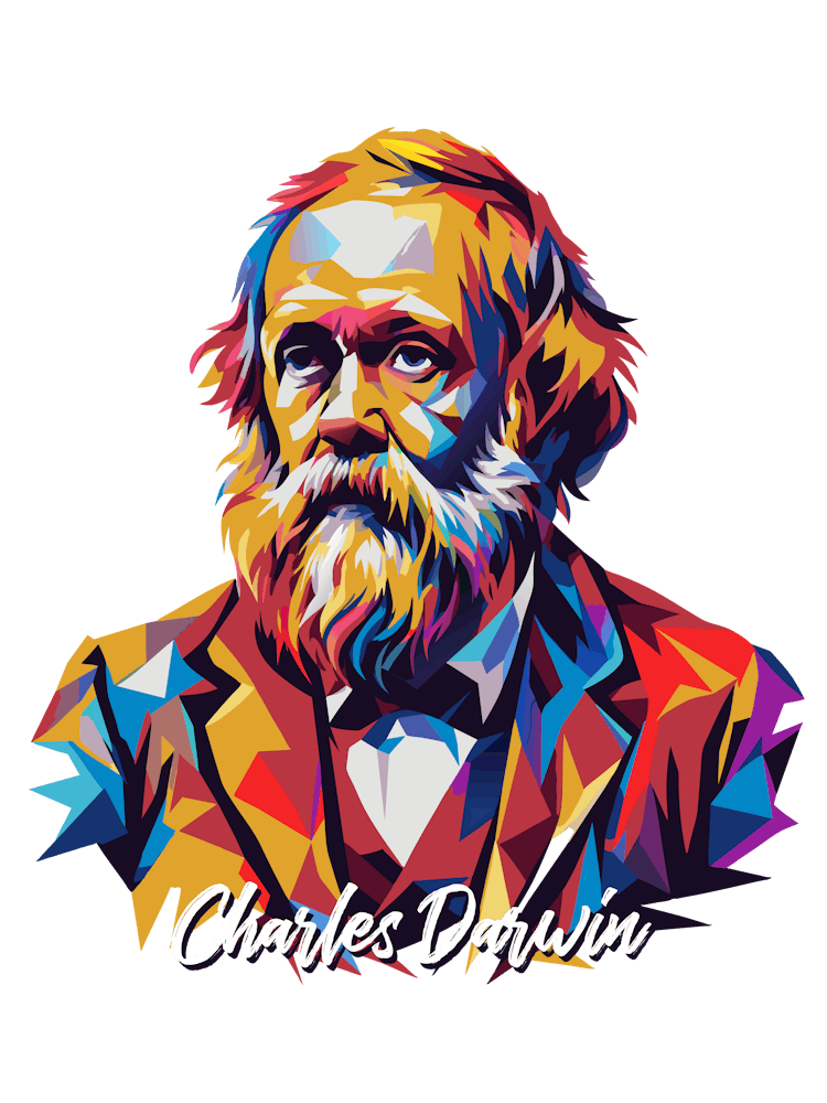 Charles Darwin Portrait WPAP Pop Art