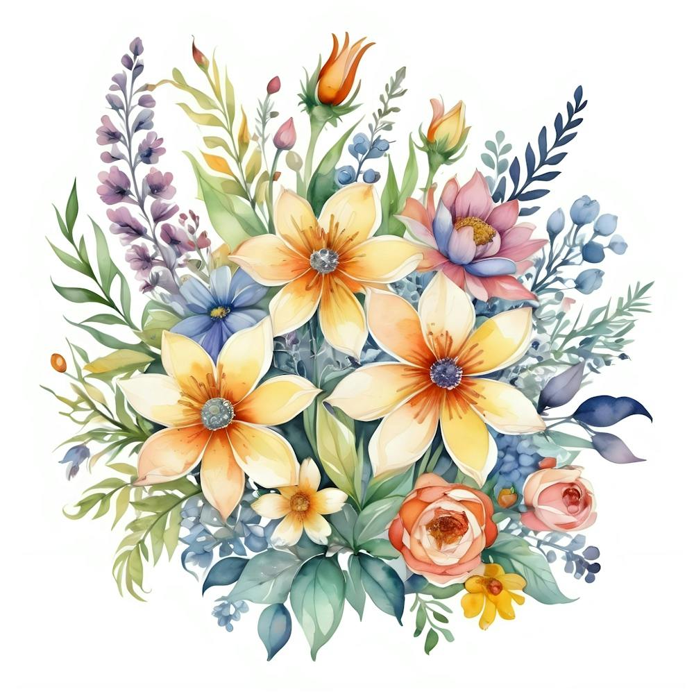 Bouquet de Fleurs à l'Aquarelle