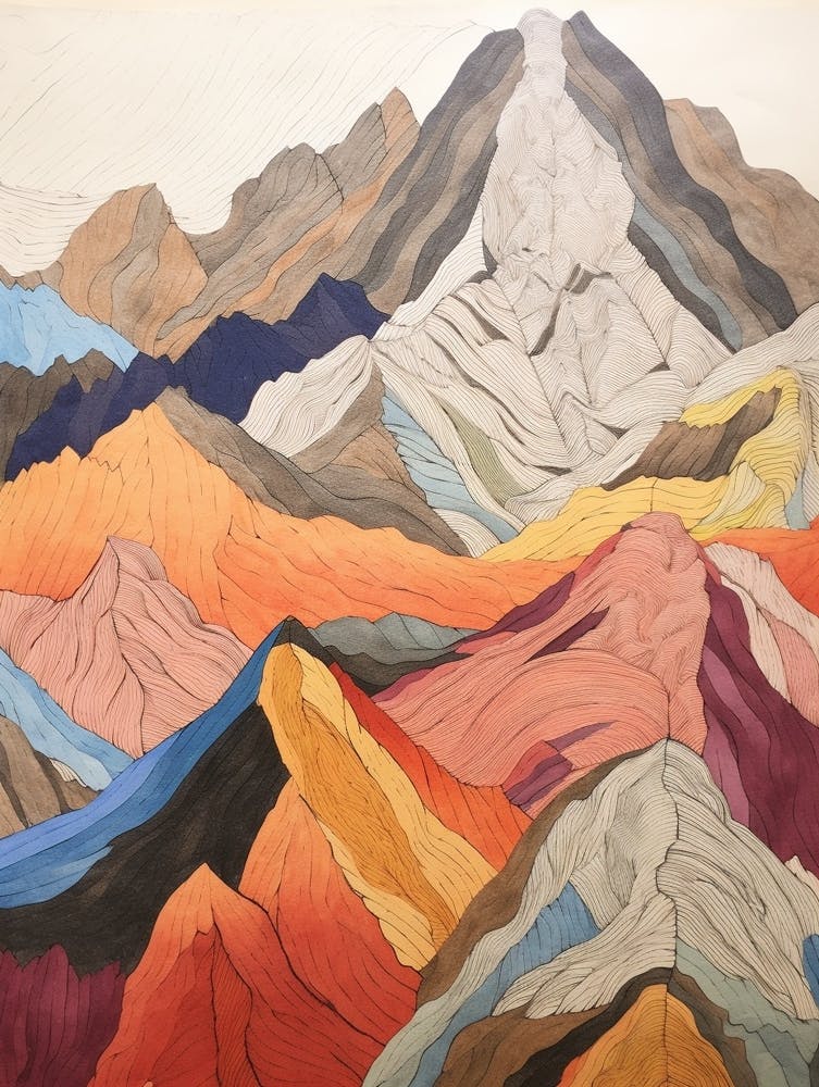 Mount Logan Canada 2 Illustration de Montagne Colorée