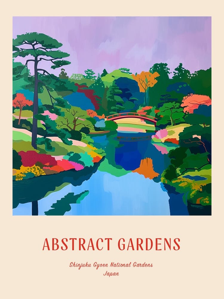 Colourful Gardens Shinjuku Gyoen National Gardens Japan 2 Red Poster