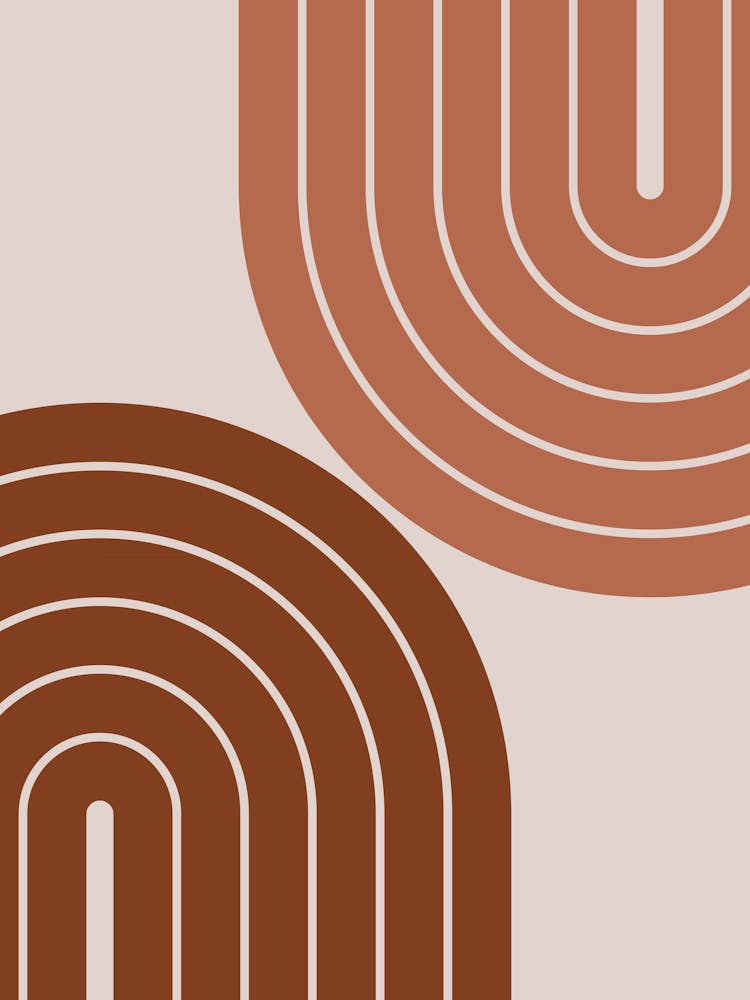 Midcentury Modern Geometric Rainbow Ivxii In Rich Brown And Mahogany With Cream 01