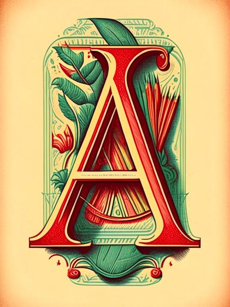 A, Letter, Alphabet Vintage Sketch 2