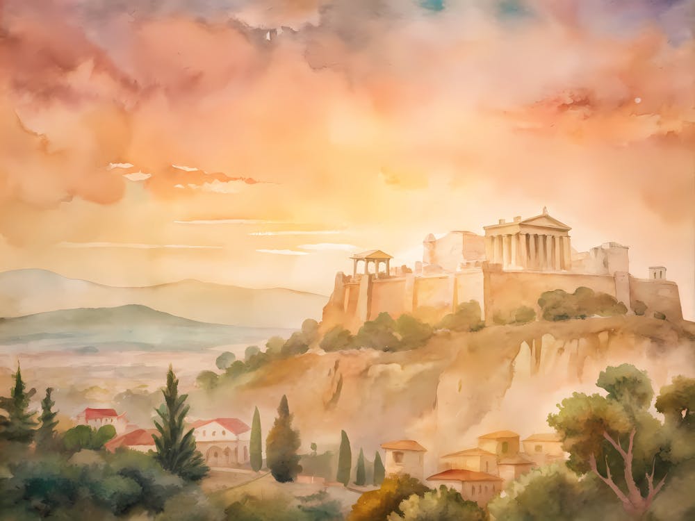 Athens Greece A Vintage Scene Of The Acropolis