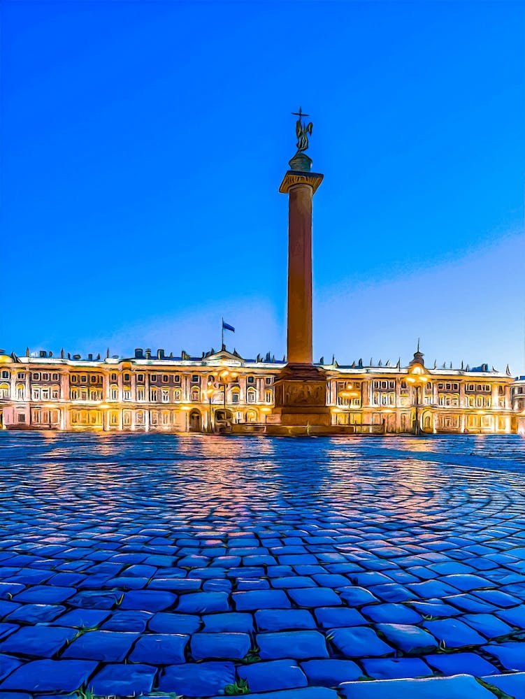 Winter Palace On Palace Square In Saint Petersburg Russia