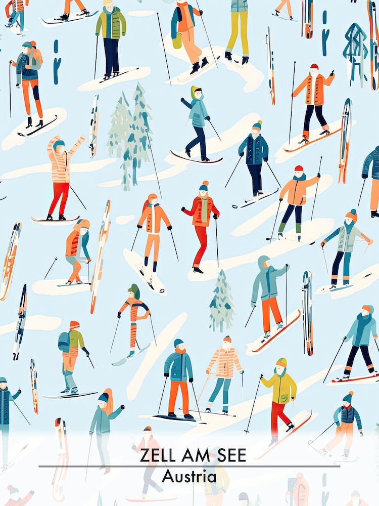 Zell Am See   Kaprun   Austria, Ski Resort Poster Illustration 1