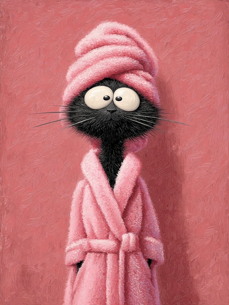 Cat In Pink Robe