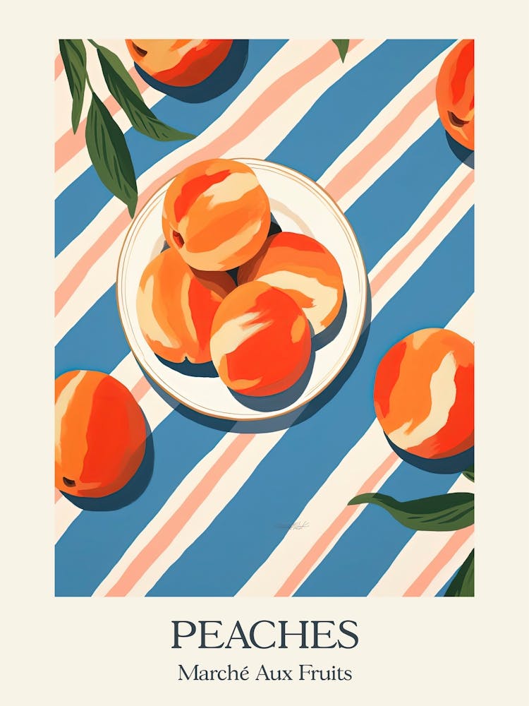 Marche Aux Fruits Peaches Fruit Summer Illustration 4
