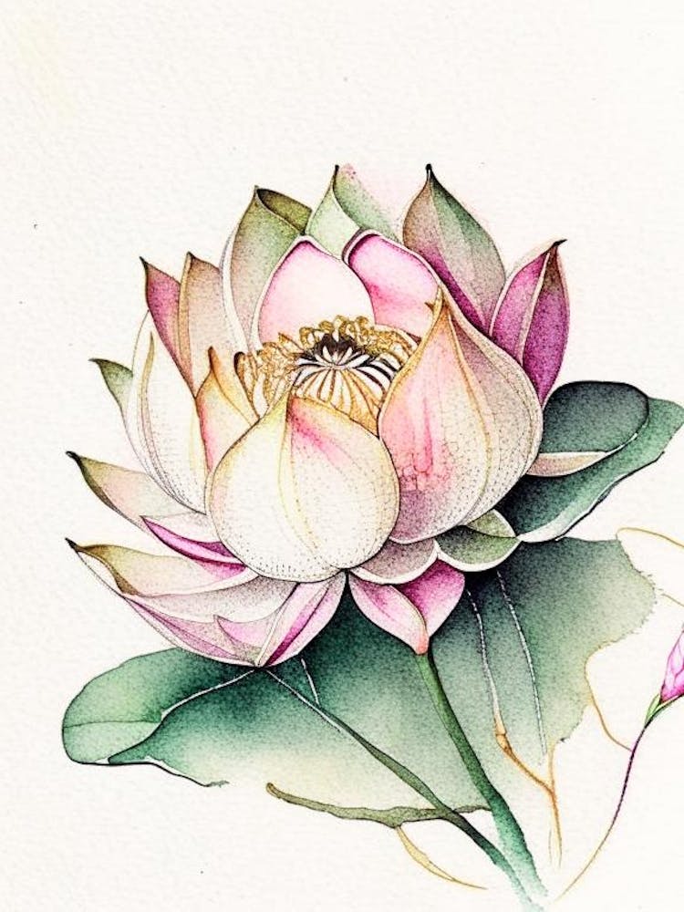 Lotus Flower Pattern Watercolour Ink Pencil 3