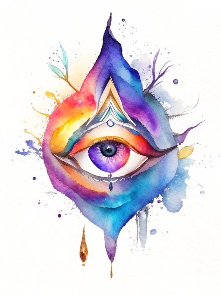 The Ajna Chakra, Symbol, Third Eye Watercolour 4