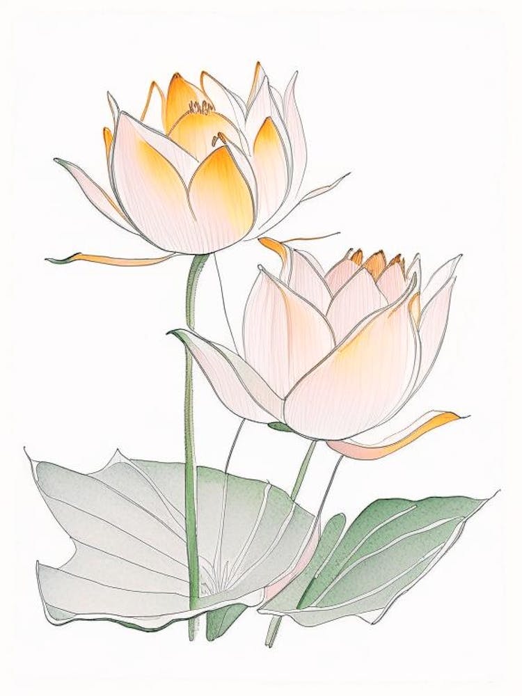 Double Lotus Pencil Illustration 2