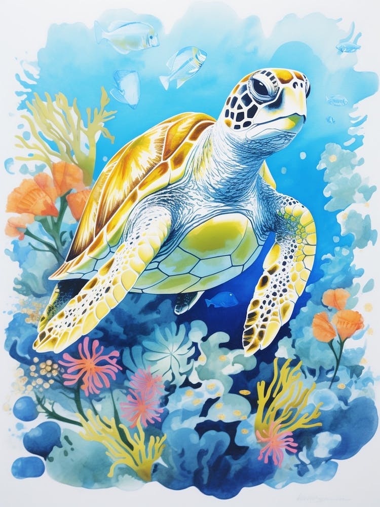 Sea Turtle In The Ocean Blue Aqua 7