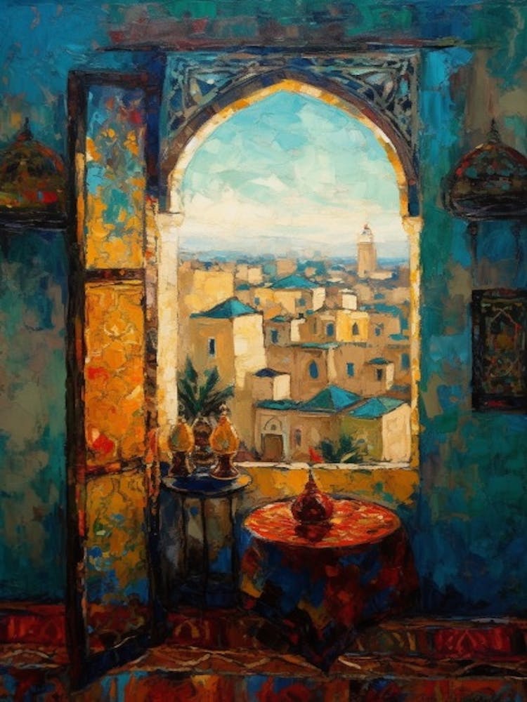 Window View Of Marrakech In The Style Of Expressionism 2
