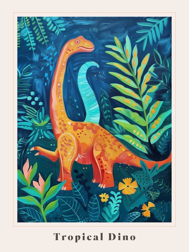 Tropical Dinosaur Painting 2 Poster
