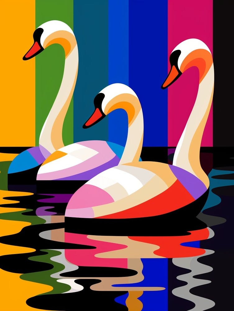 Swans Abstract Pop Art 4