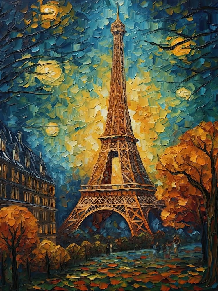 Eiffel Tower Paris France Vincent Van Gogh Stil 5