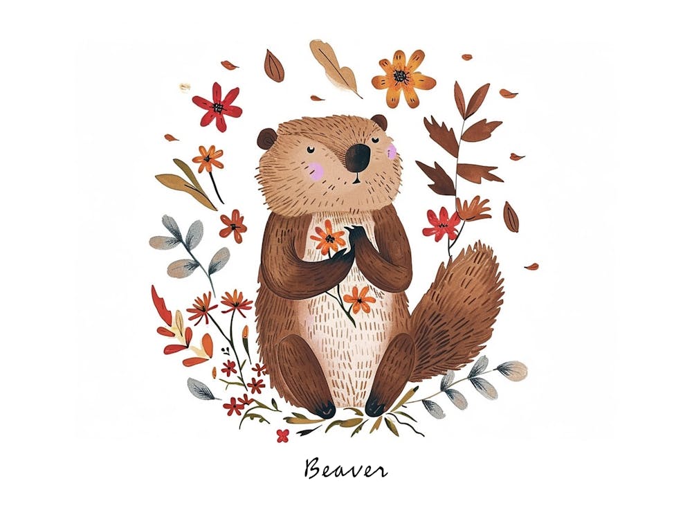 Little Floral Beaver 2 Poster