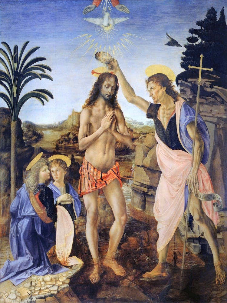 Baptism Of Christ, Leonardo Da Vinci