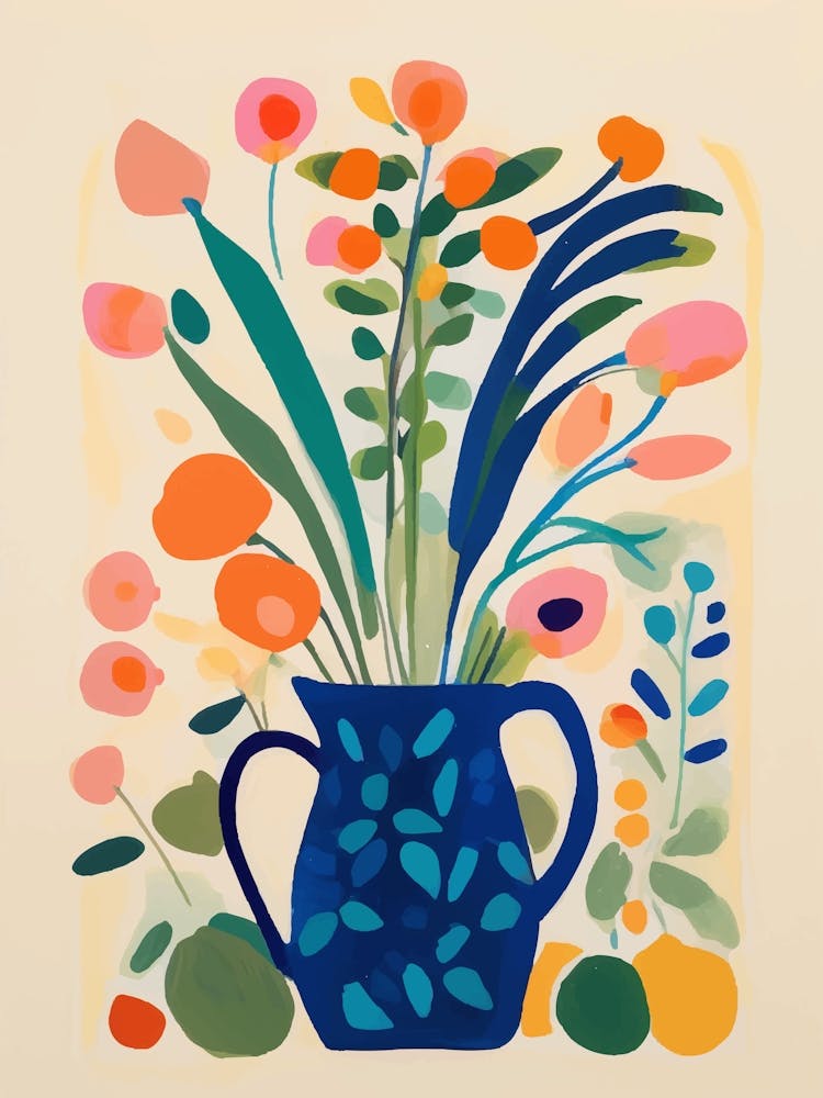 Abstract flowers in a Blue Vase