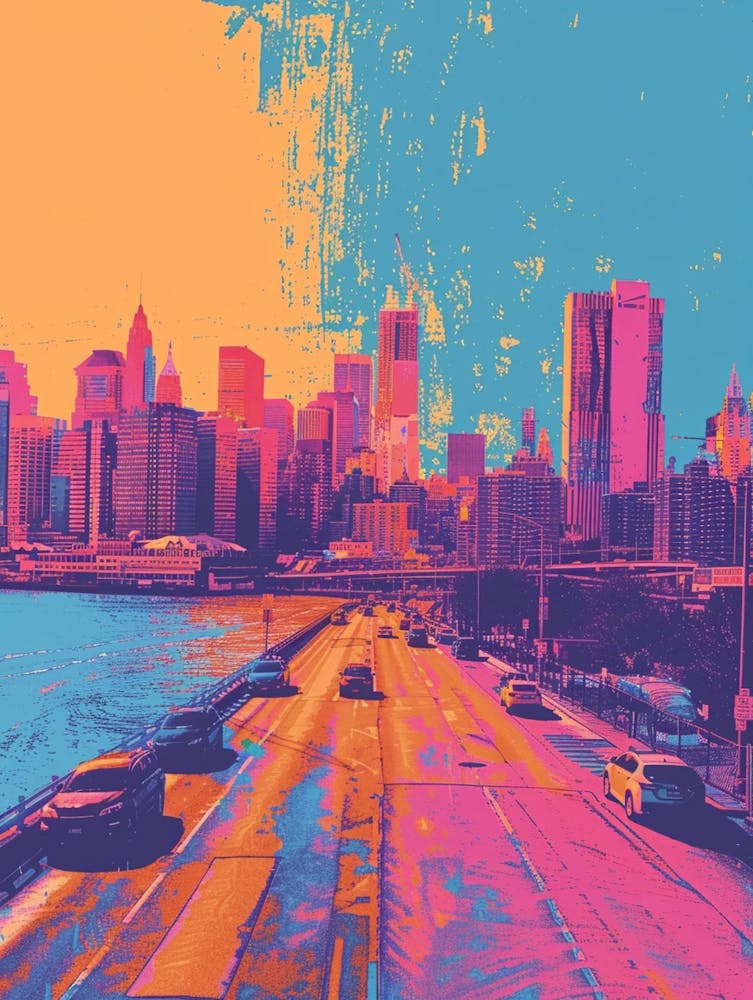 Long Island City New York Colourful Silkscreen Illustration 4