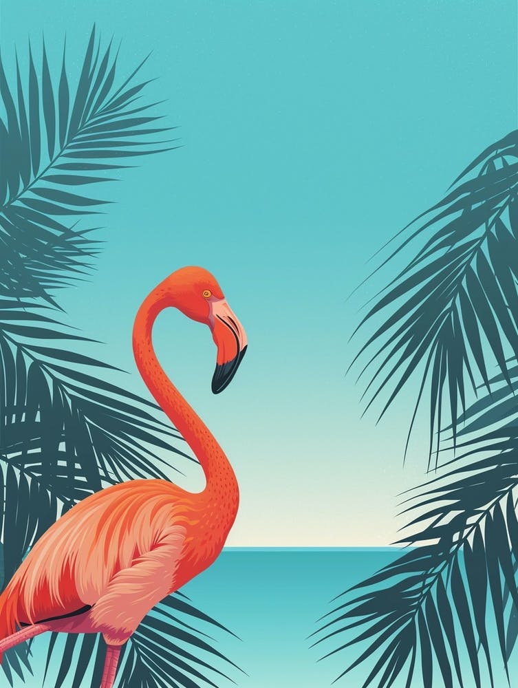 Greater Flamingo Nassau Bahamas Tropical Illustration 6