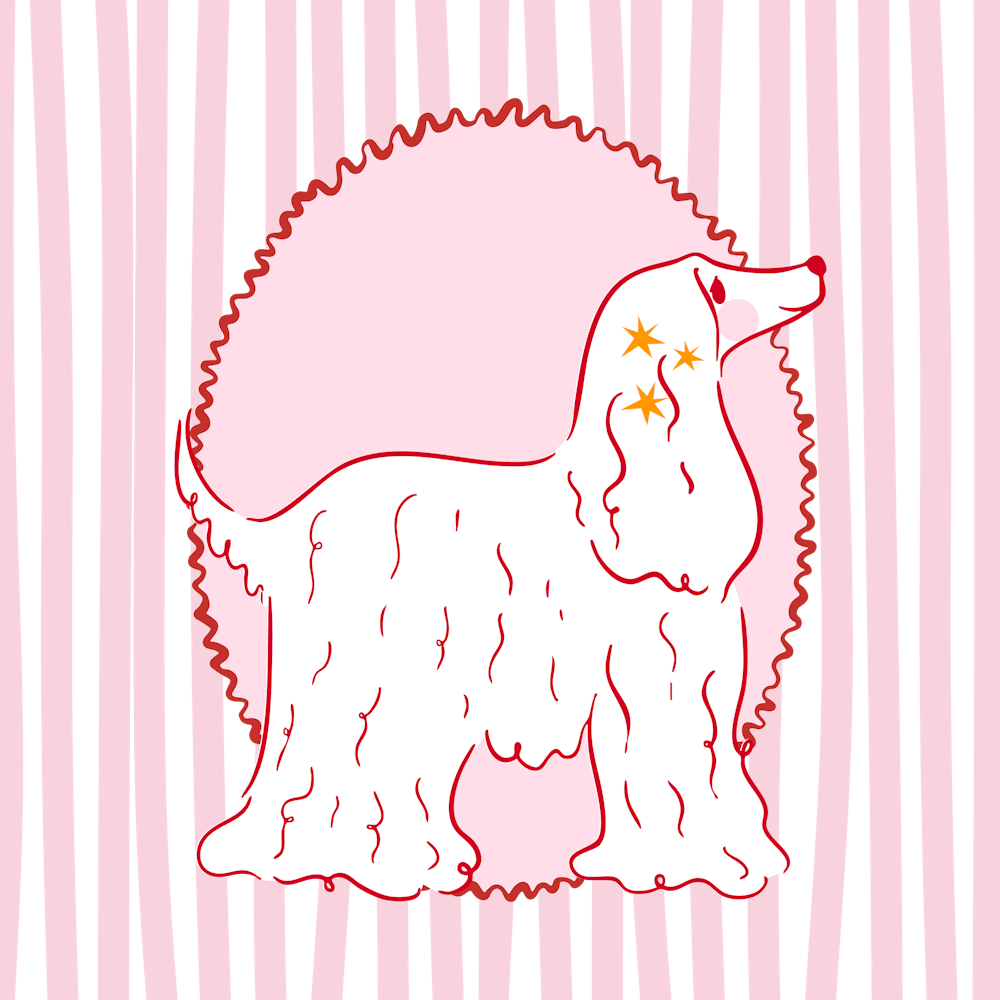Afghan Hound | Pink and Red Dog Print 1