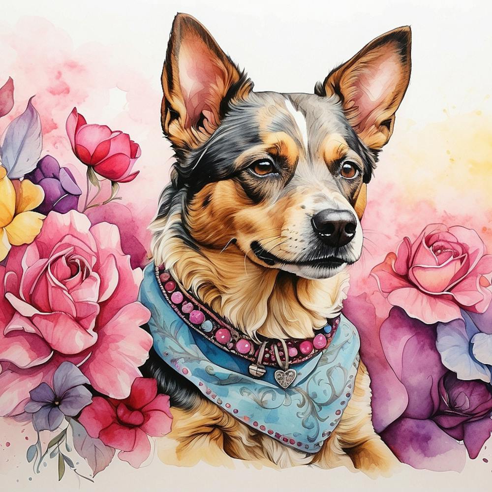 heeler dog hand drawn with lots of detail